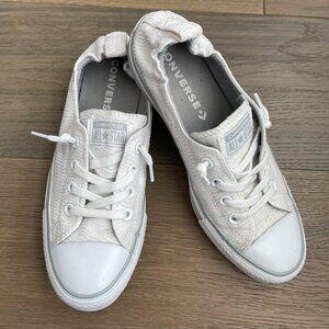 Converse All Star Lo Cut Lace Up Elasticized Back Textile Sneakers Off White 9